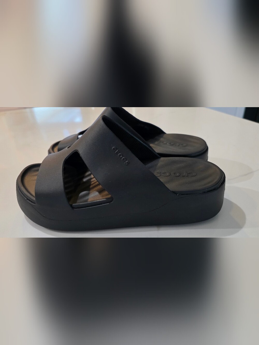 CROCS Women's Black Slide Platform Sandals